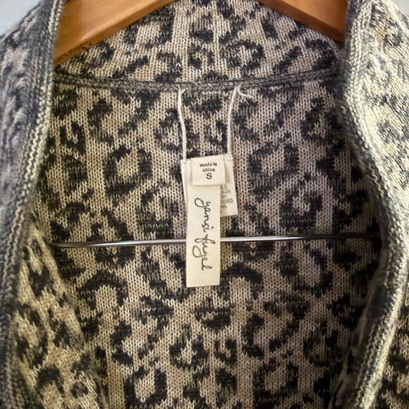 Yansi Fugel Cotton and Silk Leopard Print 3/4 Sleeve Cardigan - Picture 4 of 4